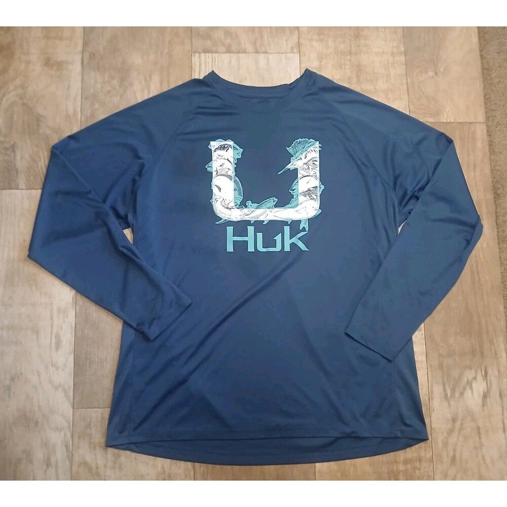 Size XXL Men’s HUK FISHING Shirt Fish Lightweight Long Sleeve Vented Sides